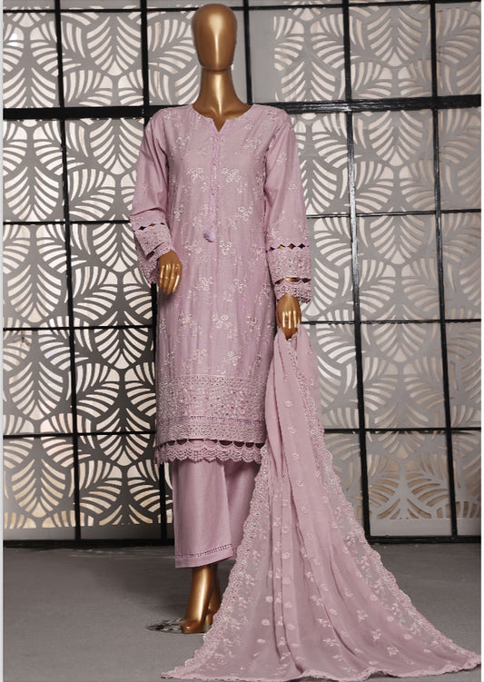 Cross Slub With Chiffon Embroidered Dupatta