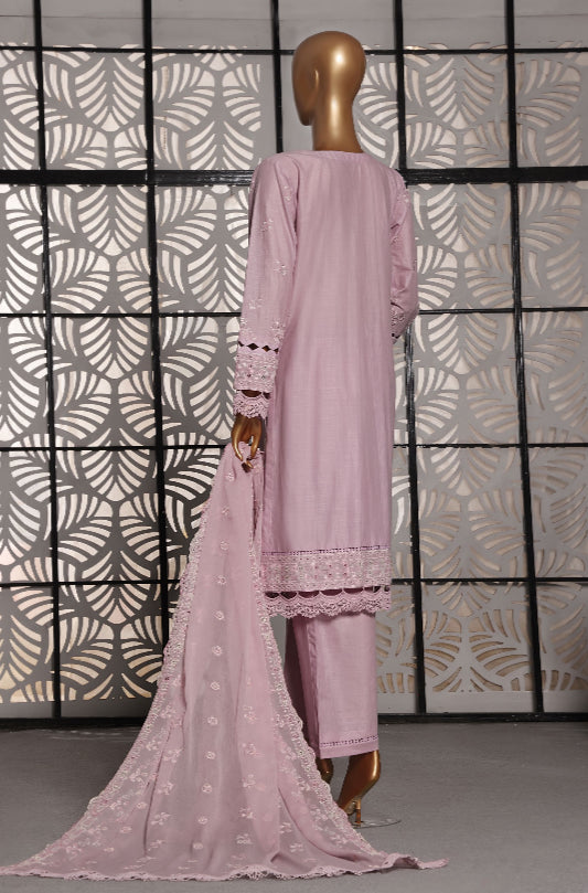 Cross Slub With Chiffon Embroidered Dupatta