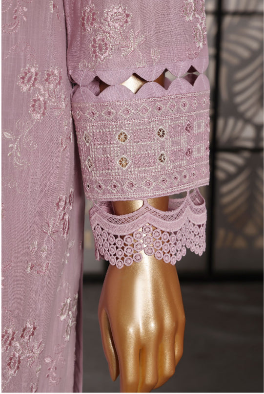 Cross Slub With Chiffon Embroidered Dupatta