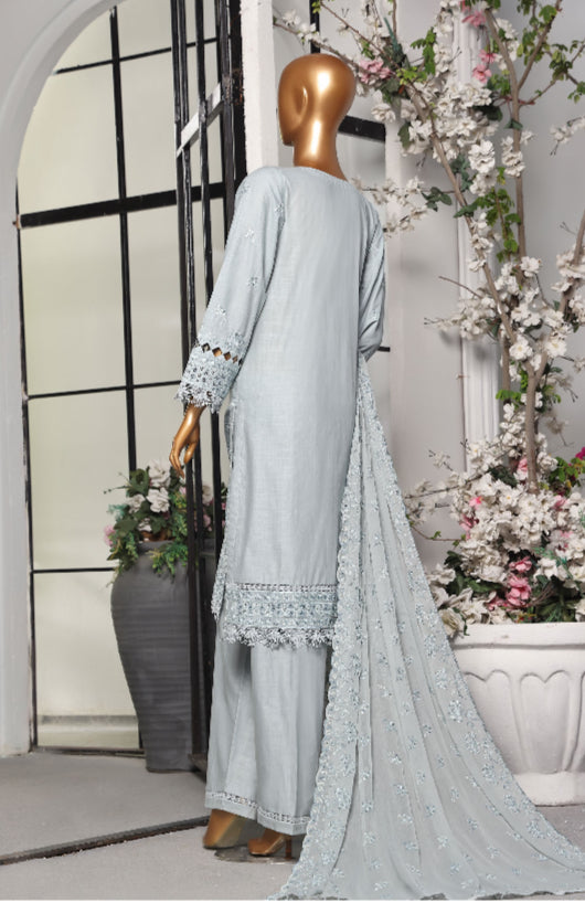 Cross Slub Collection With Chiffon Embroidered Dupatta