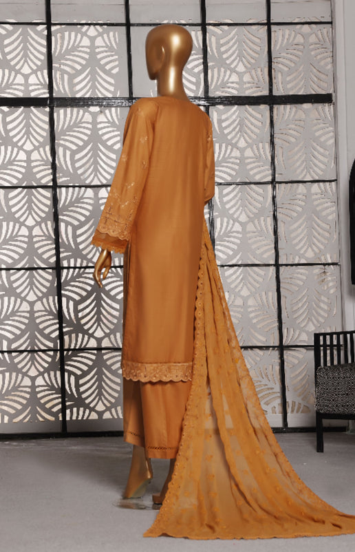 Cross Slub With Chiffon Embroidered Dupatta