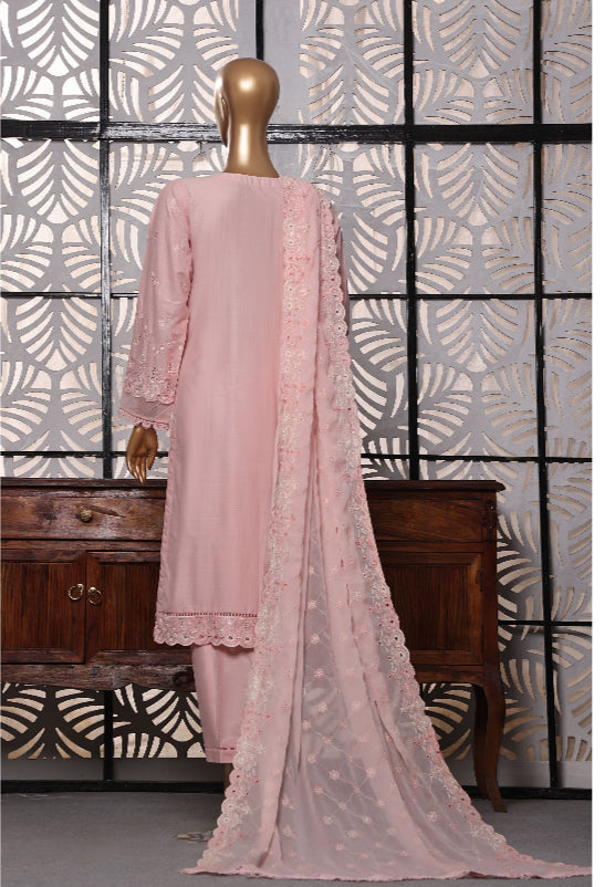 Cross Slub With Chiffon Embroidered Dupatta