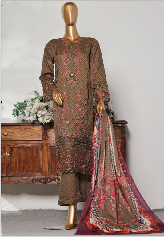 Premium Embroidered Printed Lawn 3 Piece