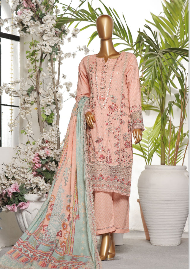 Premium Embroidered Printed Lawn 3 Piece