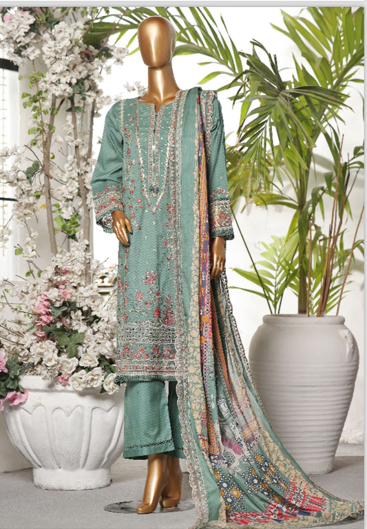 Premium Embroidered Printed Lawn 3 Piece