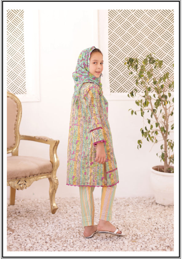 Shifa Printed Kids Lawn Stitch 3 Piece Set