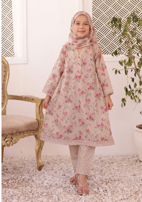 Shifa Printed Kids Lawn Stitch 3 Piece Set