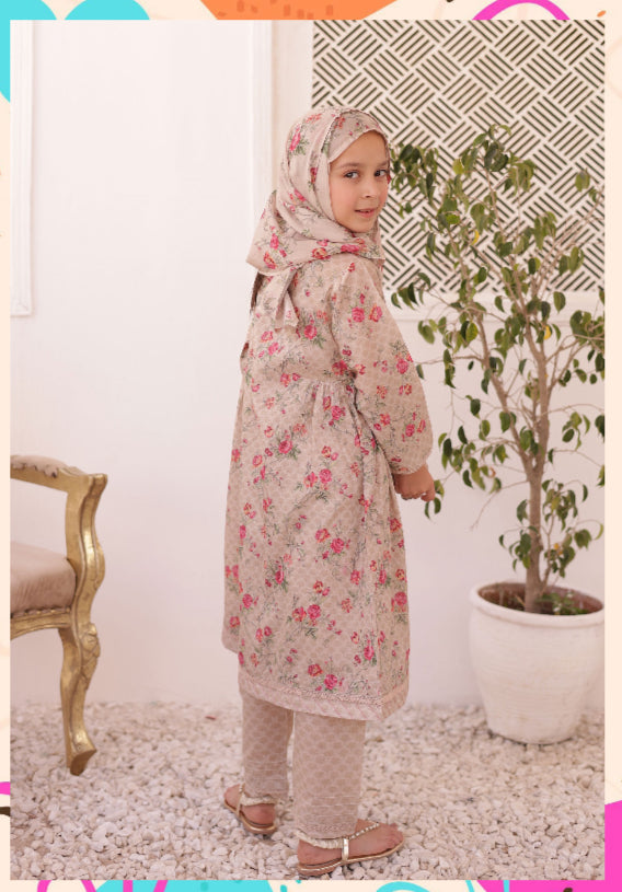 Shifa Printed Kids Lawn Stitch 3 Piece Set