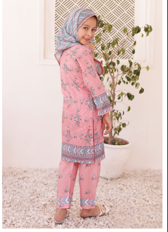 Shifa Printed Kids Lawn Stitch 3 Piece Set