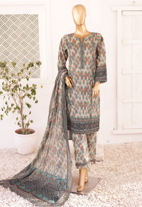 Oswah Printed Lawn 3 Piece Stitched