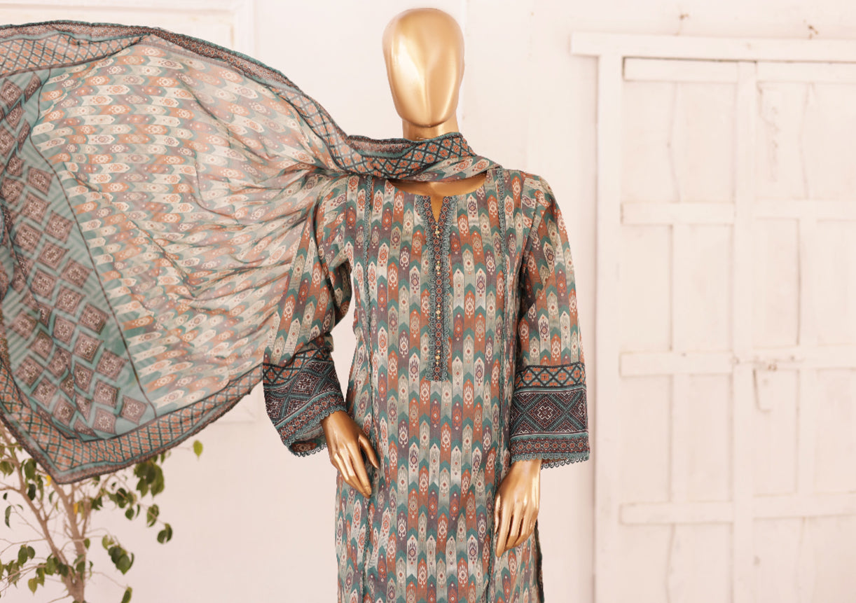 Oswah Printed Lawn 3 Piece Stitched