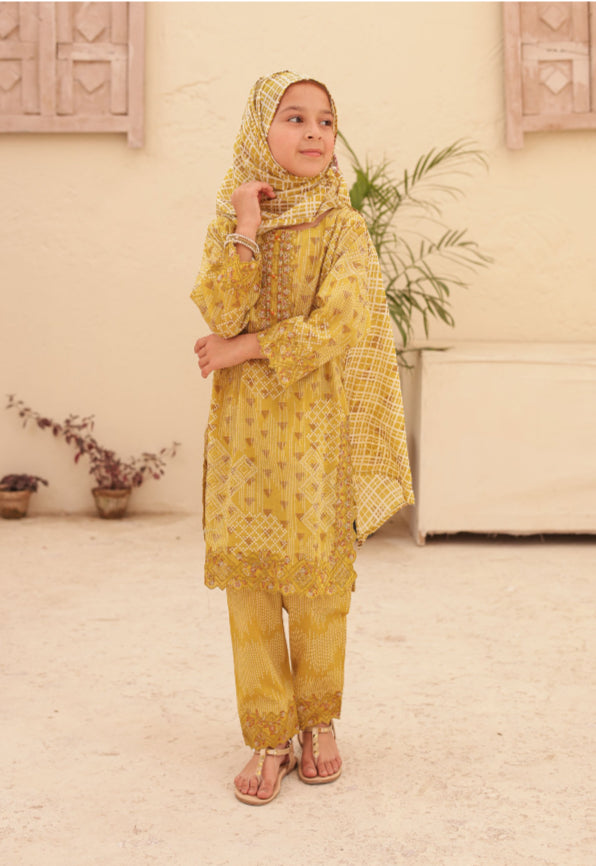 Shifa Kids Summer Lawn Embroidered 3 Piece