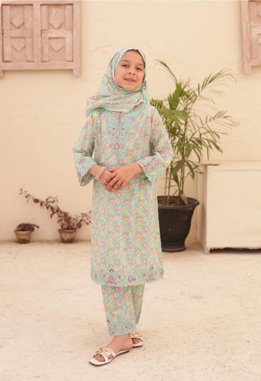 Shifa Kids Summer Lawn Embroidered 3 Piece