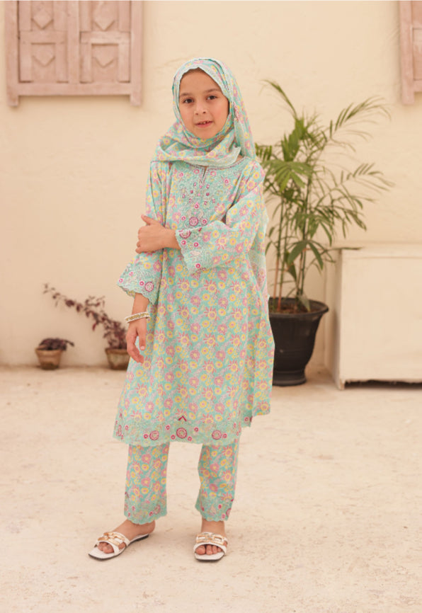 Shifa Kids Summer Lawn Embroidered 3 Piece