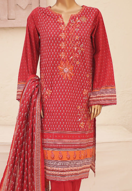 Embroidery Lawn Collection 3 Piece Set - RED