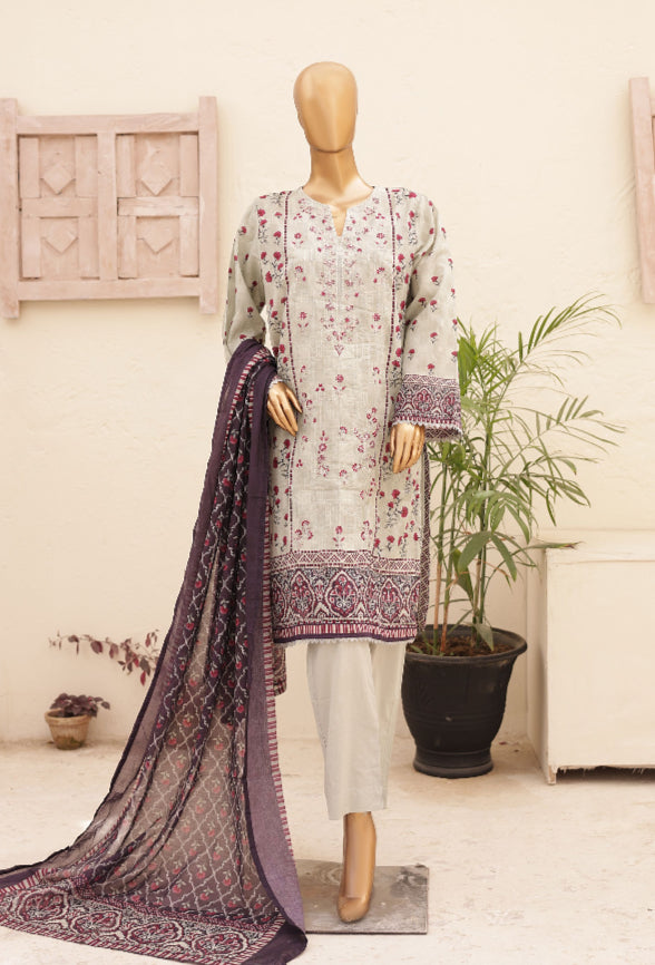 Embroidery Lawn Collection 3 Piece Set - OFF WHITE