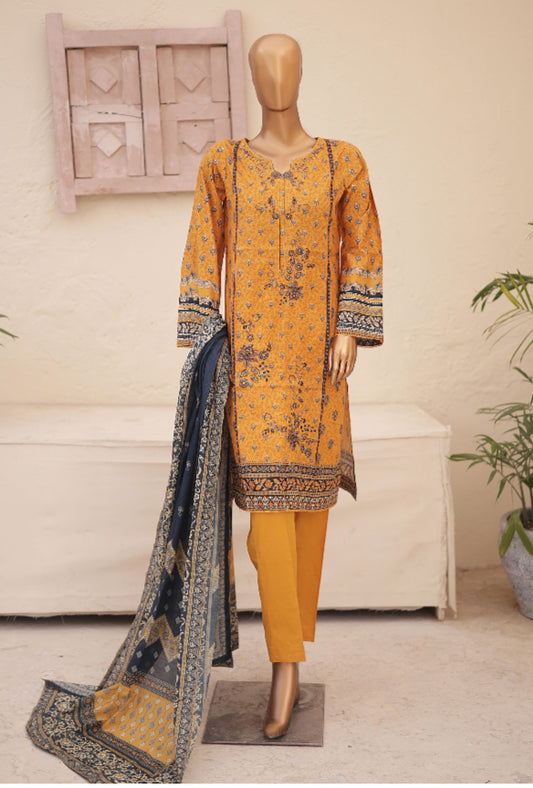 Embroidery Lawn Collection 3 Piece Set - MUSTARD