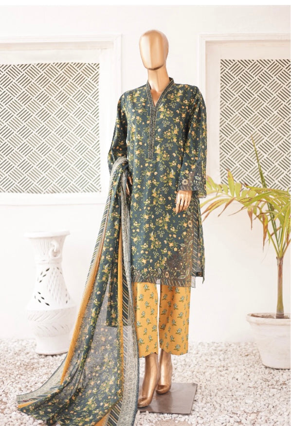 Summer Cutwork Embroidery 3 Piece - GREEN