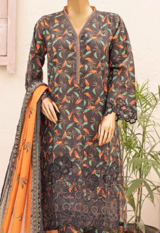 Eid Tara Bagh Exclusive Chicken Kari 3 Piece Lawn Wear - BROWN