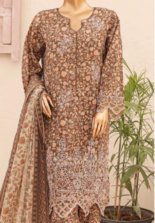 Eid Tara Bagh Exclusive Chicken Kari 3 Piece Lawn Wear - LIGHT BROWN