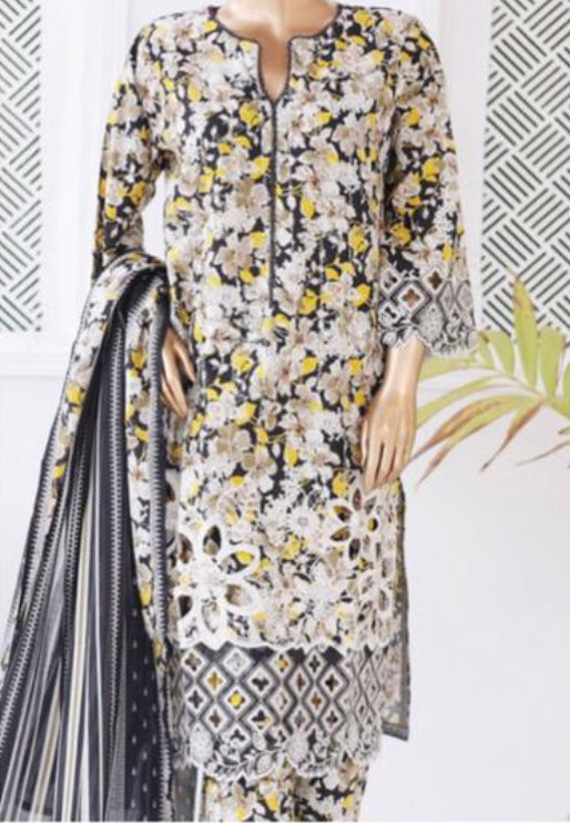 Eid Tara Bagh Exclusive Chicken Kari 3 Piece Lawn Wear - WHITE