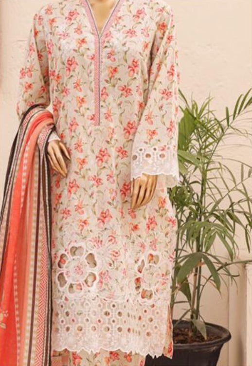 Eid Tara Bagh Exclusive Chicken Kari 3 Piece Lawn Wear - OFFWHITE