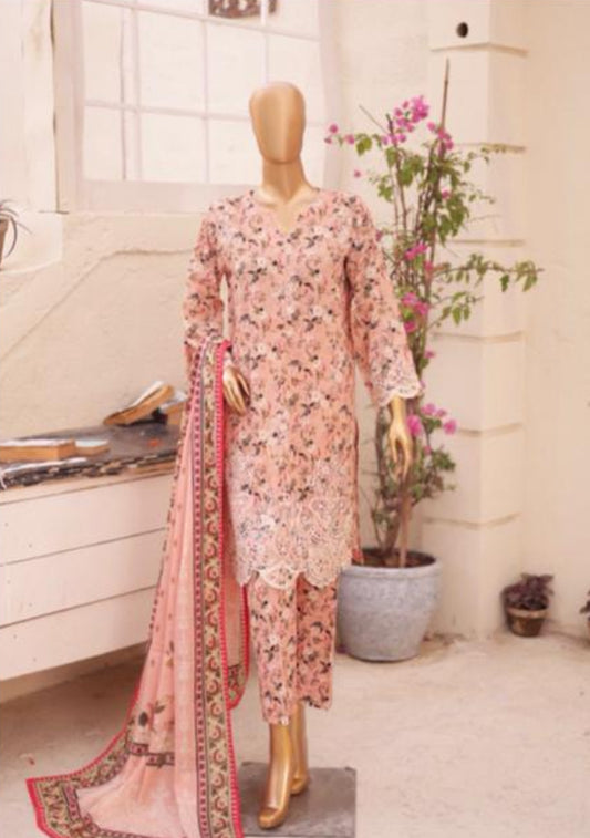 Eid Tara Bagh Exclusive Chicken Kari 3 Piece Lawn Wear - PEACH