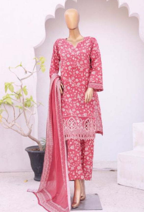 Eid Tara Bagh Exclusive Chicken Kari 3 Piece Lawn Wear - PINK