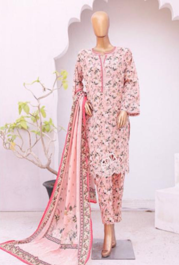 Eid Tara Bagh Exclusive Chicken Kari 3 Piece Lawn Wear - LIGHT PINK