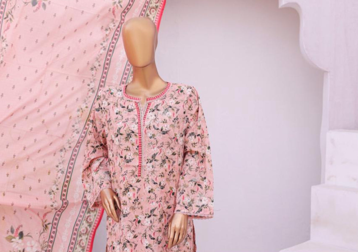 Eid Tara Bagh Exclusive Chicken Kari 3 Piece Lawn Wear - LIGHT PINK