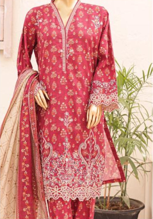 Eid Tara Bagh Exclusive Chicken Kari 3 Piece Lawn Wear - MAROON