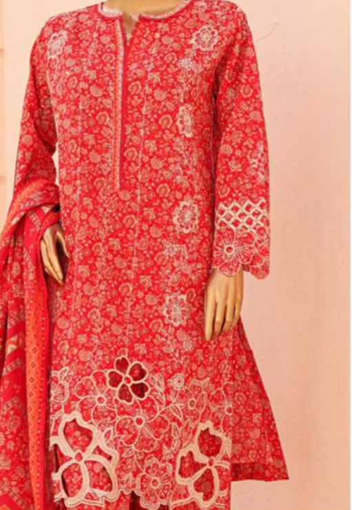 Eid Tara Bagh Exclusive Chicken Kari 3 Piece Lawn Wear - ORANGE/RED