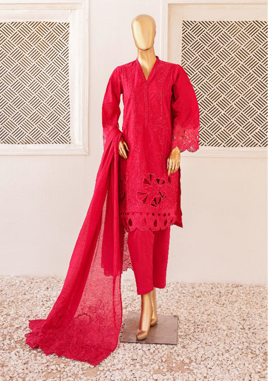 Cutwork Full Embroidered Shirt & Dupatta EID Collection - RED