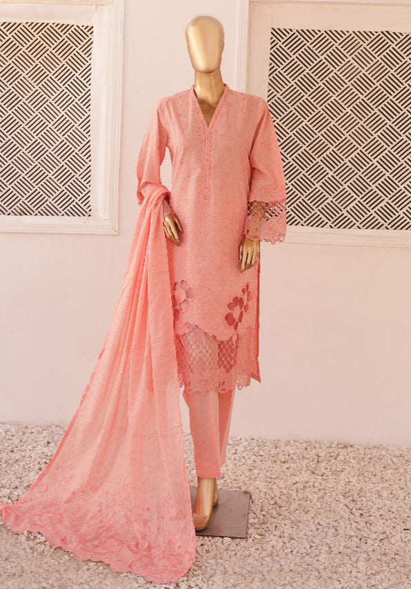 Cutwork Full Embroidered Shirt & Dupatta EID Collection - PEACH