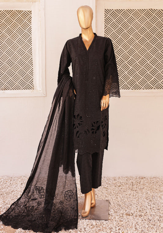 Cutwork Full Embroidered Shirt & Dupatta EID Collection - BLACK