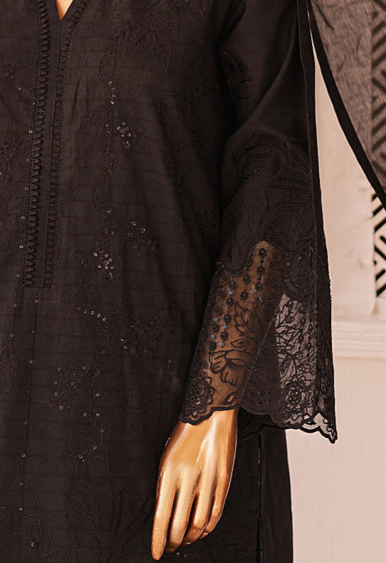 Cutwork Full Embroidered Shirt & Dupatta EID Collection - BLACK