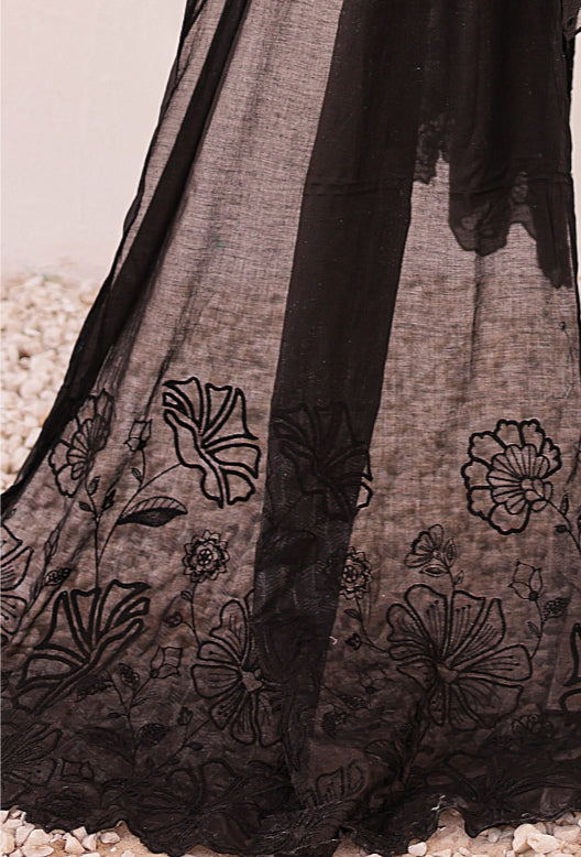 Cutwork Full Embroidered Shirt & Dupatta EID Collection - BLACK