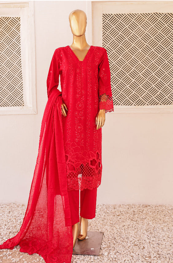 Cutwork Full Embroidered Shirt & Dupatta EID Collection - RED