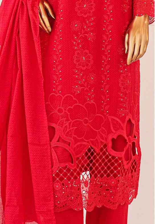 Cutwork Full Embroidered Shirt & Dupatta EID Collection - RED