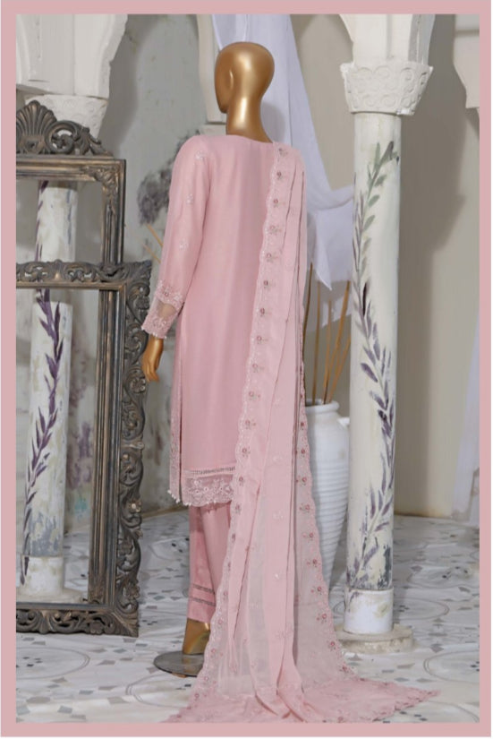 Luxury 3 Piece Lawn with Embroidered Chiffon Dupatta - PINK