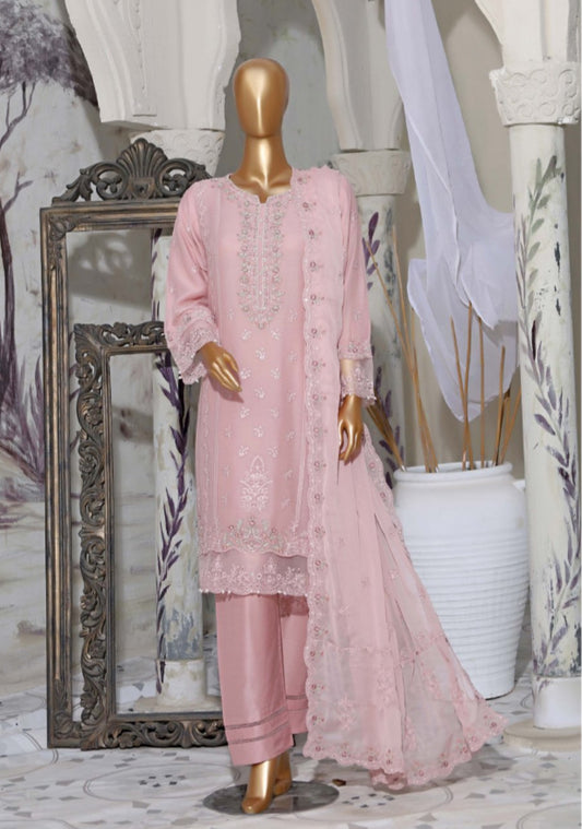 Luxury 3 Piece Lawn with Embroidered Chiffon Dupatta - PINK