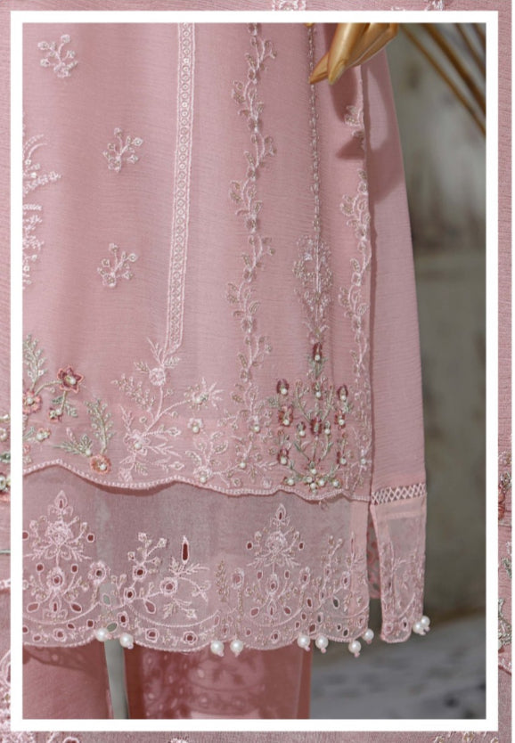 Luxury 3 Piece Lawn with Embroidered Chiffon Dupatta - PINK